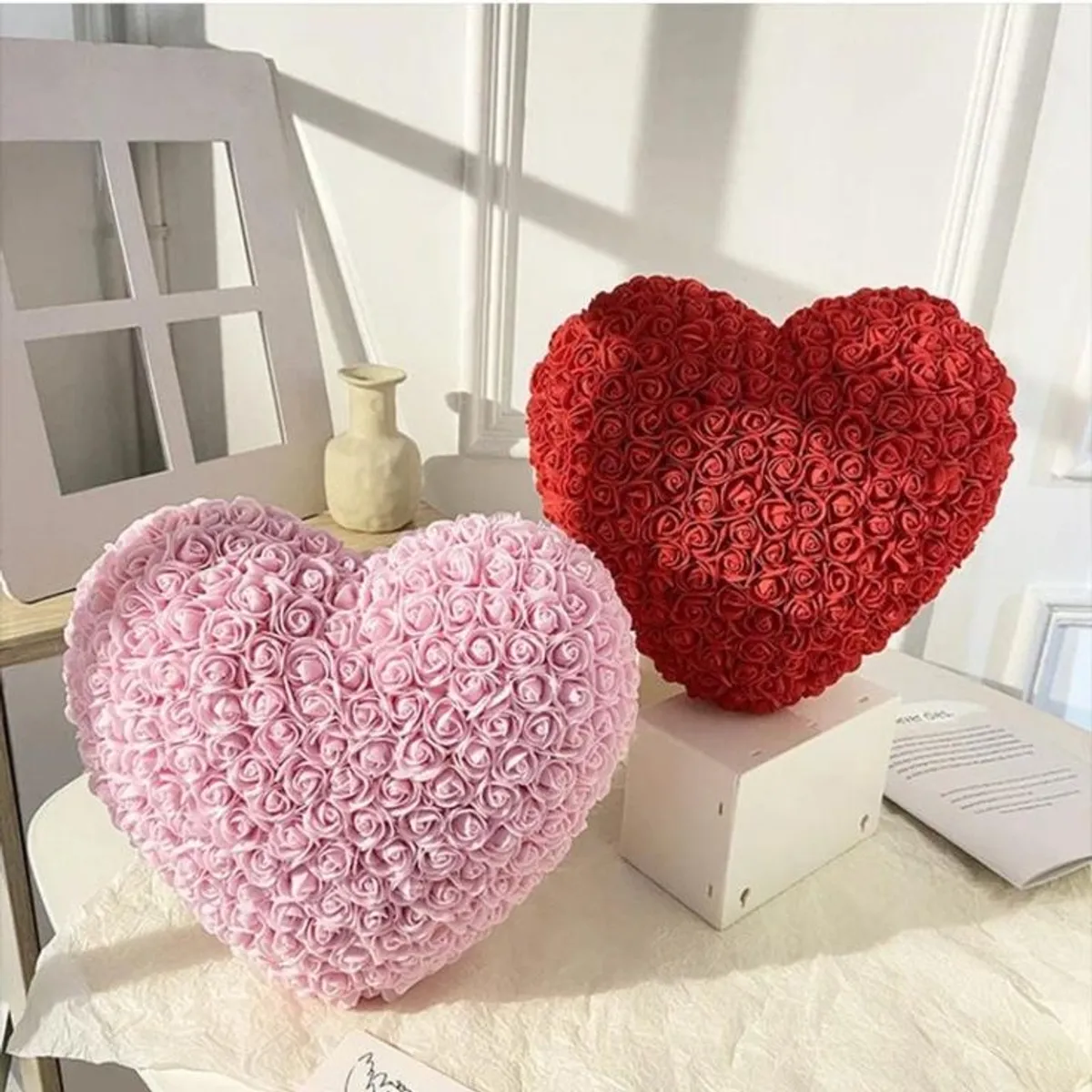 Corazones 3D en rosas